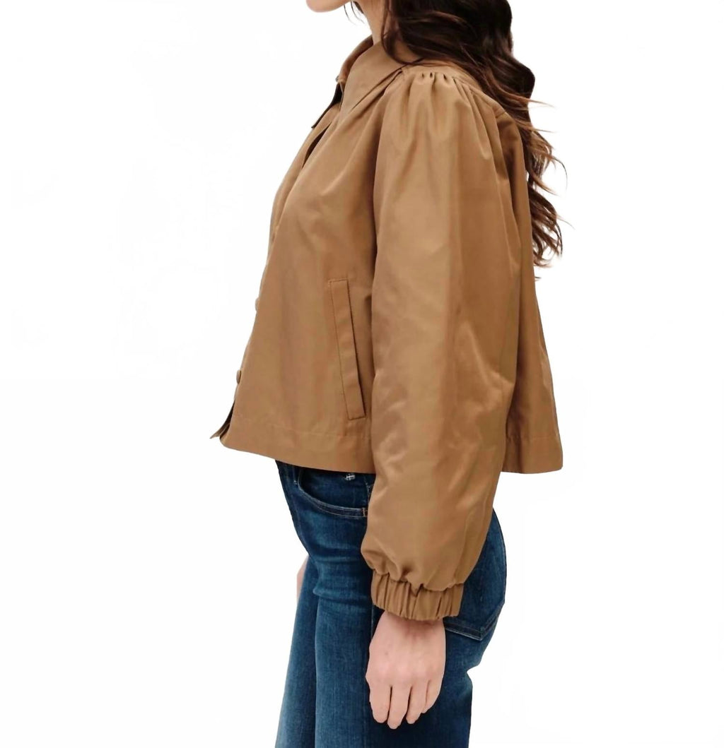 Dramatic Collar Blouson Jacket In Toffee