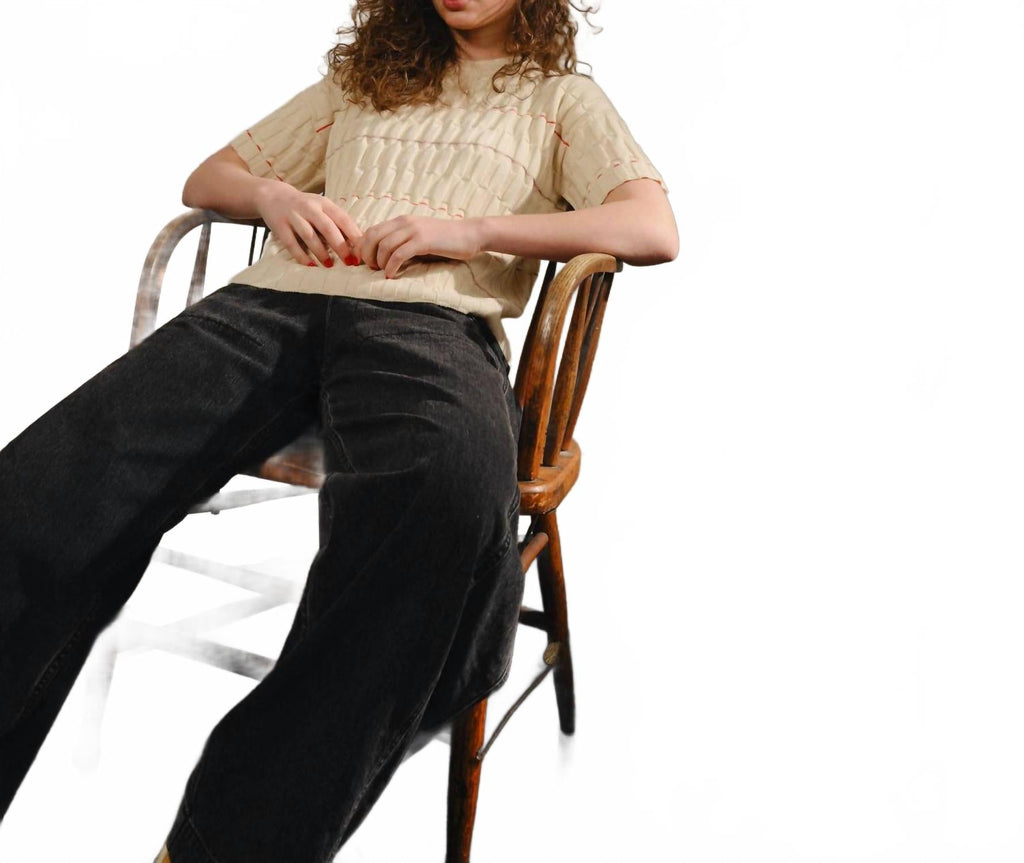 Wiggle Stripe Knit Grid Tee In Daybreak