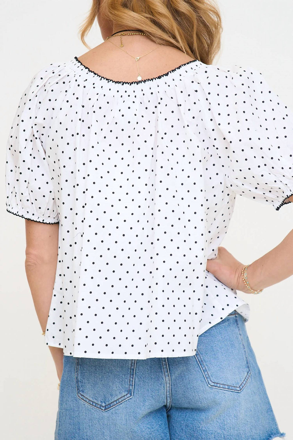 Zoe Polka Dot Blouse In Off-White