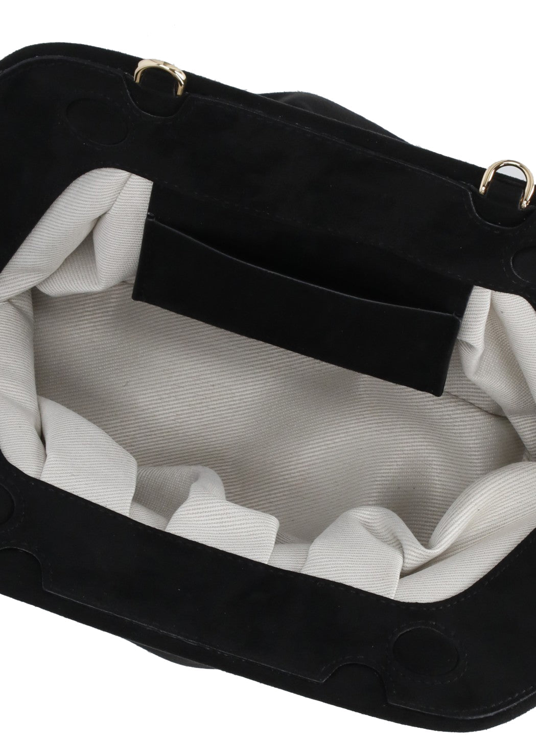 Black Bios Medium Embossed Logo Suede Handbag