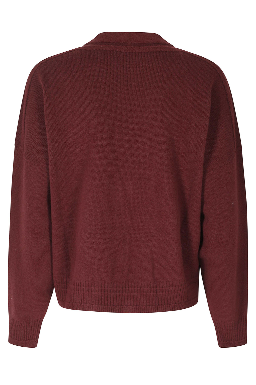 Bordeaux Cropped V-Neck Wool-Cashmere Cardigan