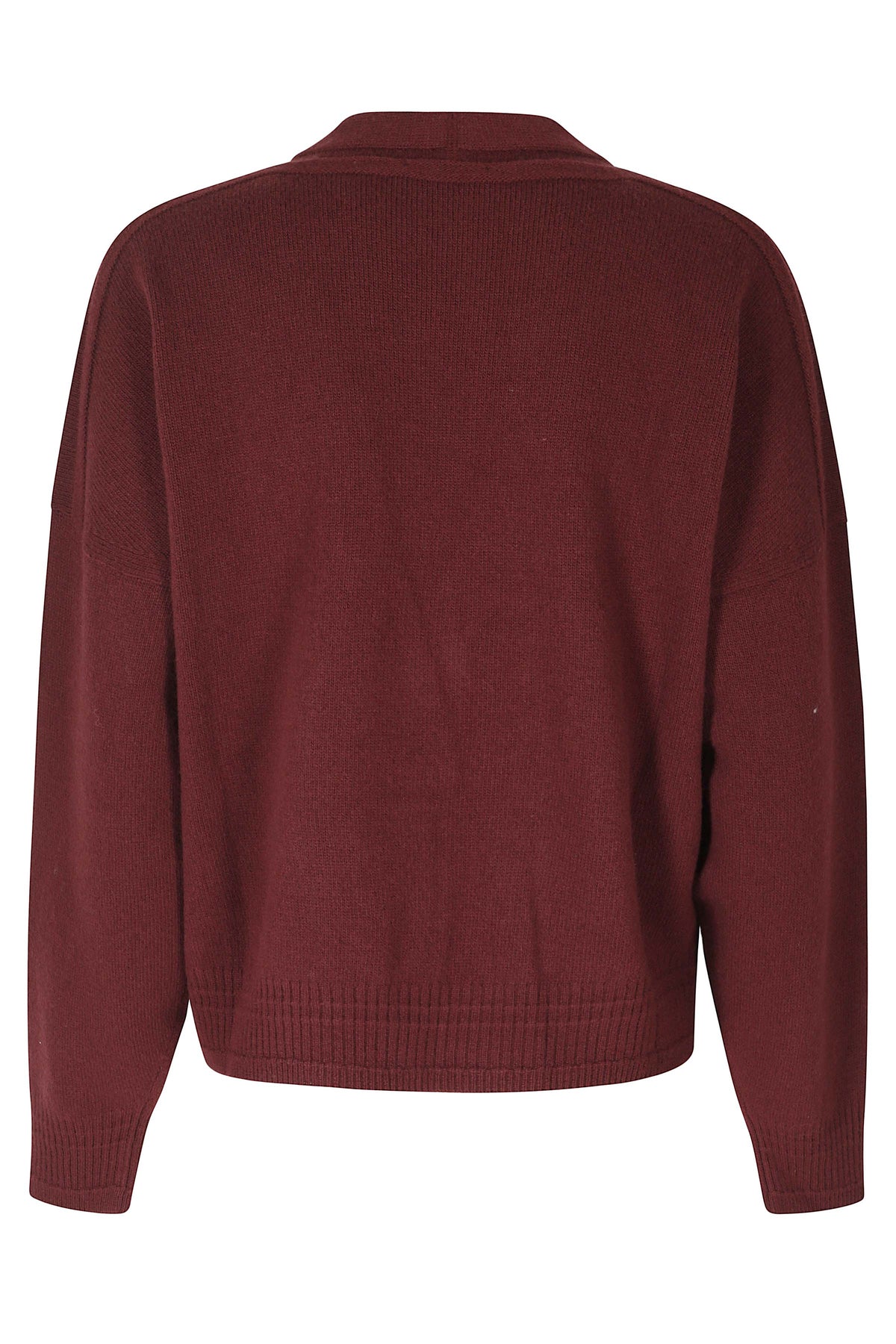 Bordeaux Cropped V-Neck Wool-Cashmere Cardigan
