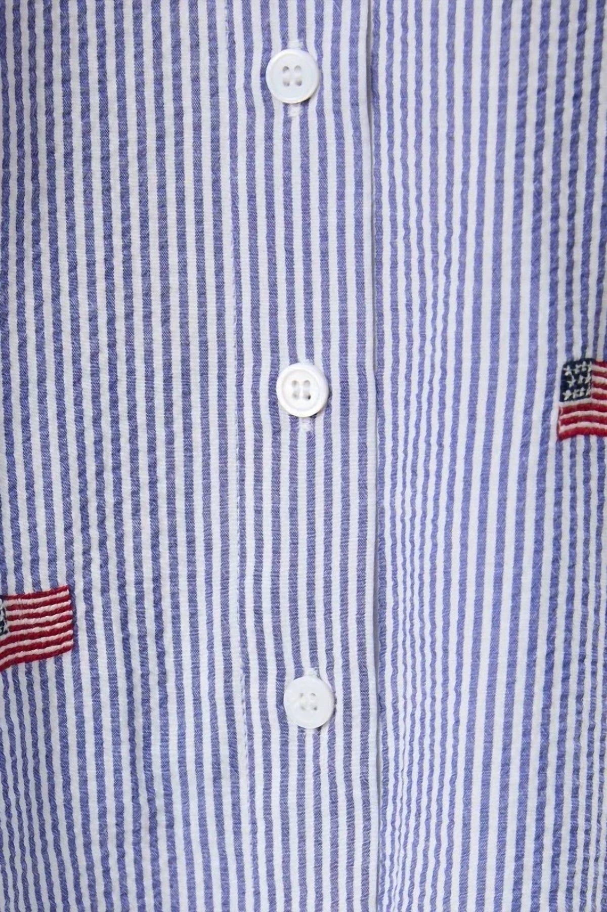 Striped Flag Button Down Shirt In Blue-And-White