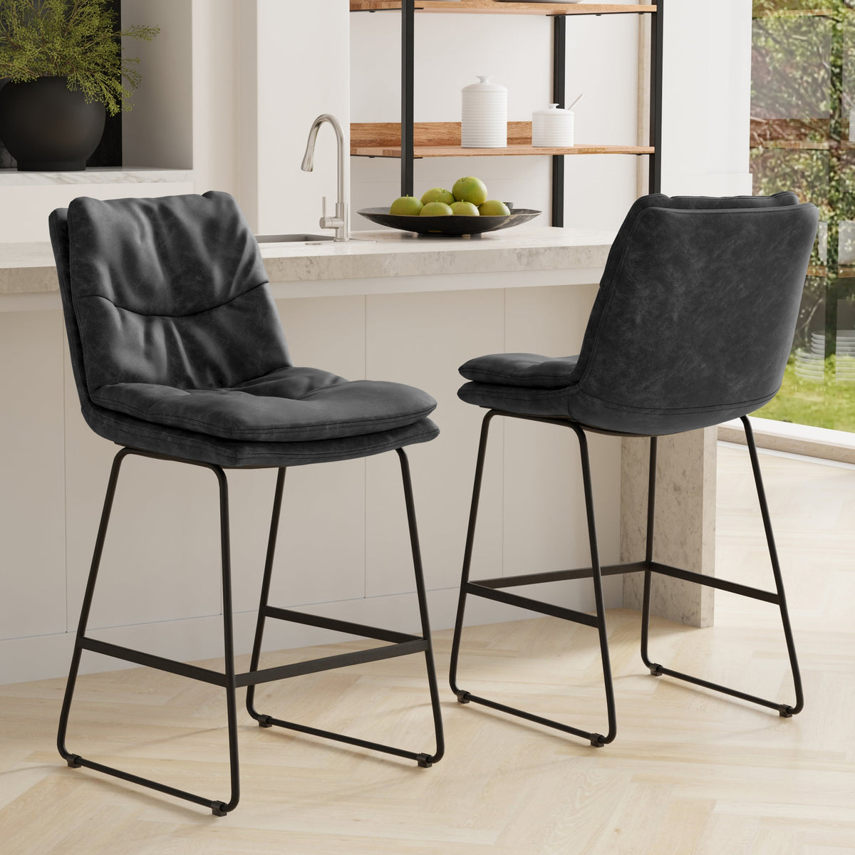 Set of 2 Modern Kitchen Counter Stools