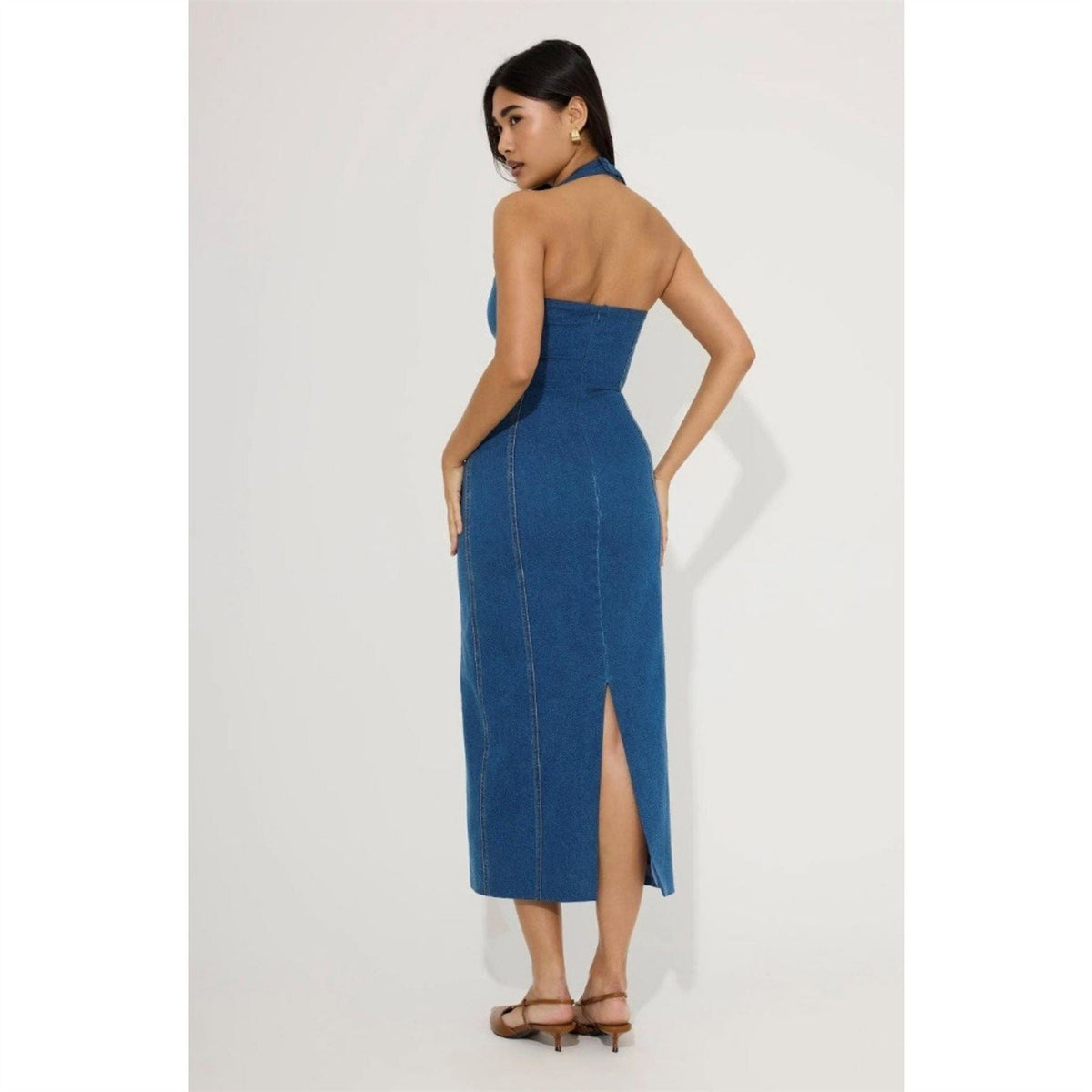 Odd Muse Womens Denim Midi Long Dress