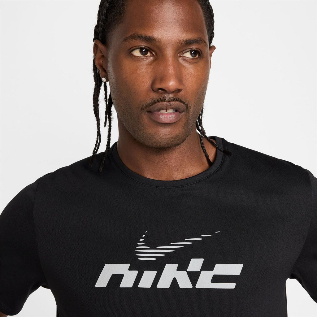 Nike Mile Logo Print Wordmark Crew Neck Short Sleeve Jersey T-Shirt