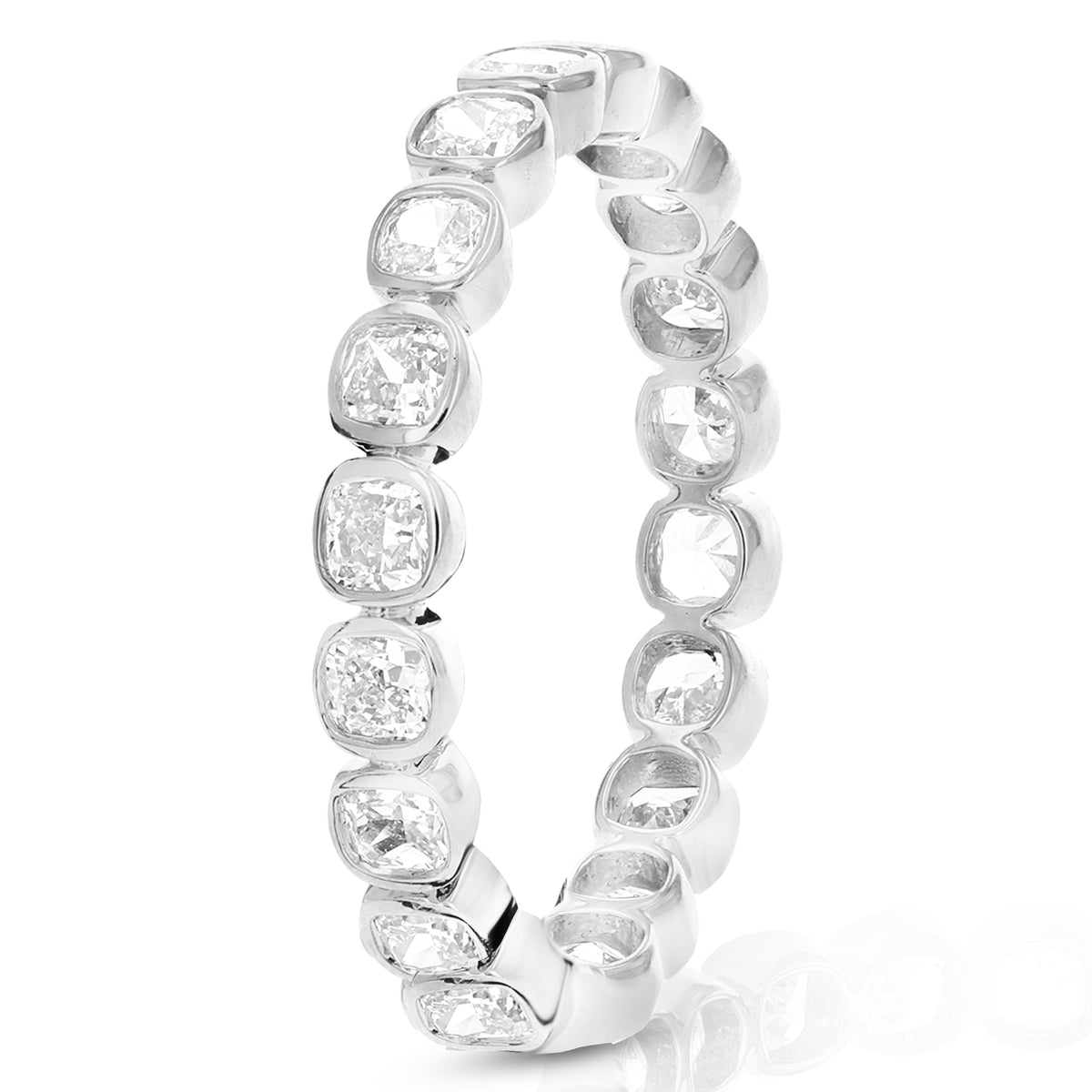 2 cttw Cushion Lab Grown Diamond Eternity Ring Wedding Band in 14K White Gold For Women