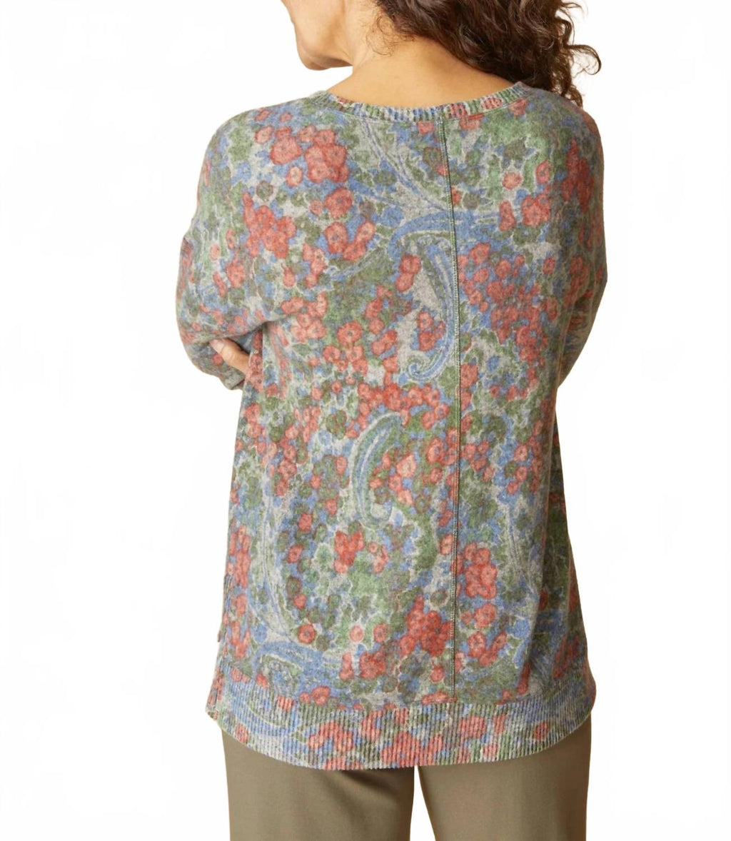 Super Soft Fleece Paisley Pullover In Fern