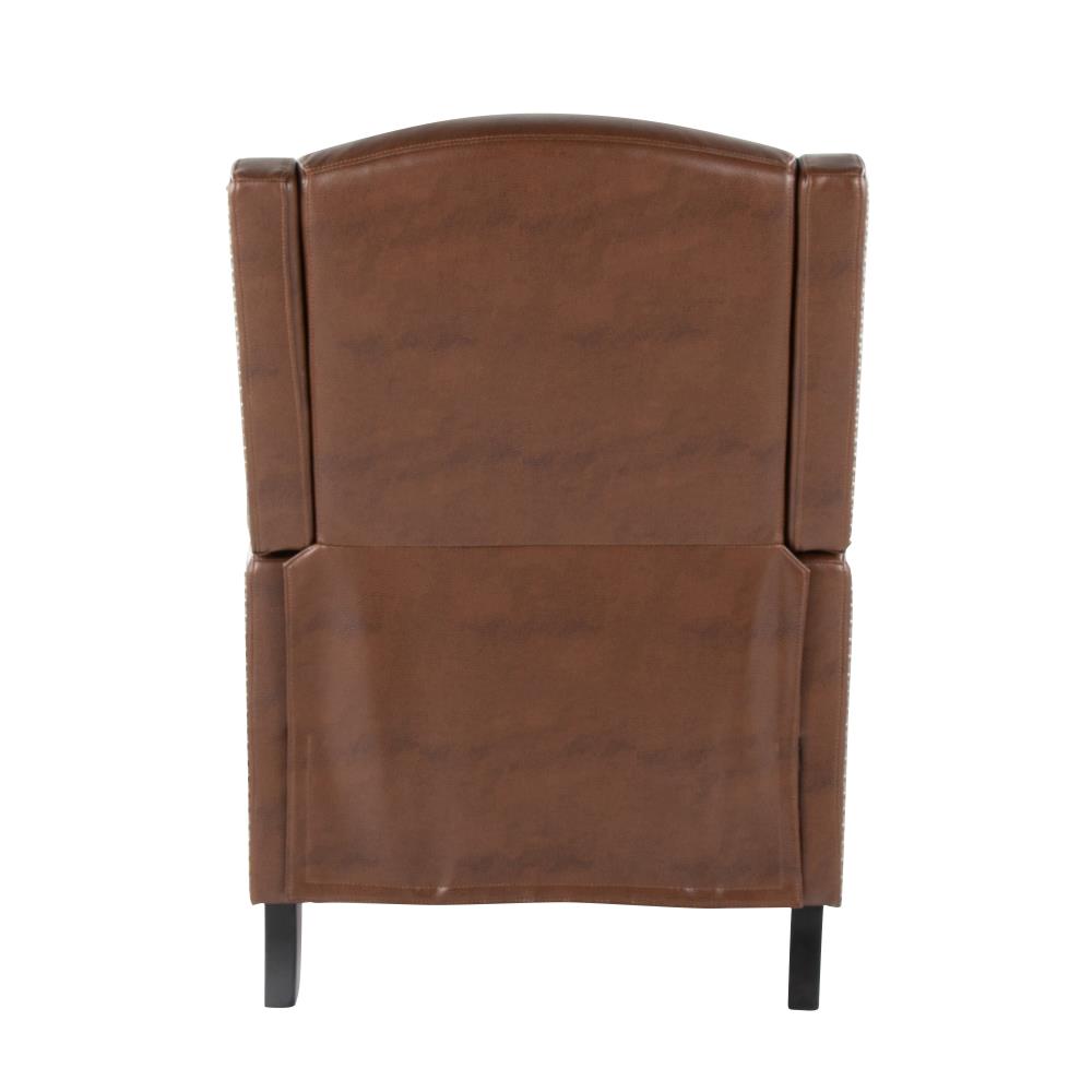 Transitional Recliner Chair with Upholstered Faux Leather Seating and Wooden Frame