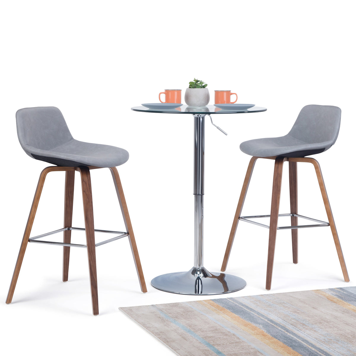 Modern Bentwood Bar Chairs with Upholstered Seats
