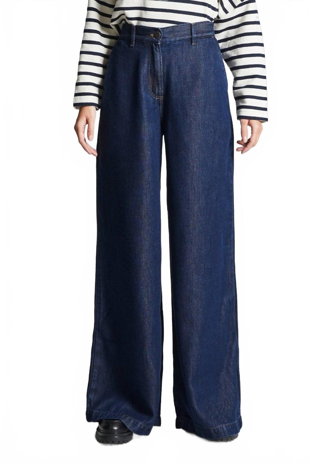 Perros Soft Wide-Leg Denim Jeans In Dark Wash