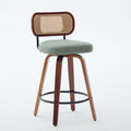 Swivel Counter Stools with Cushioned Seats and Wooden Frames