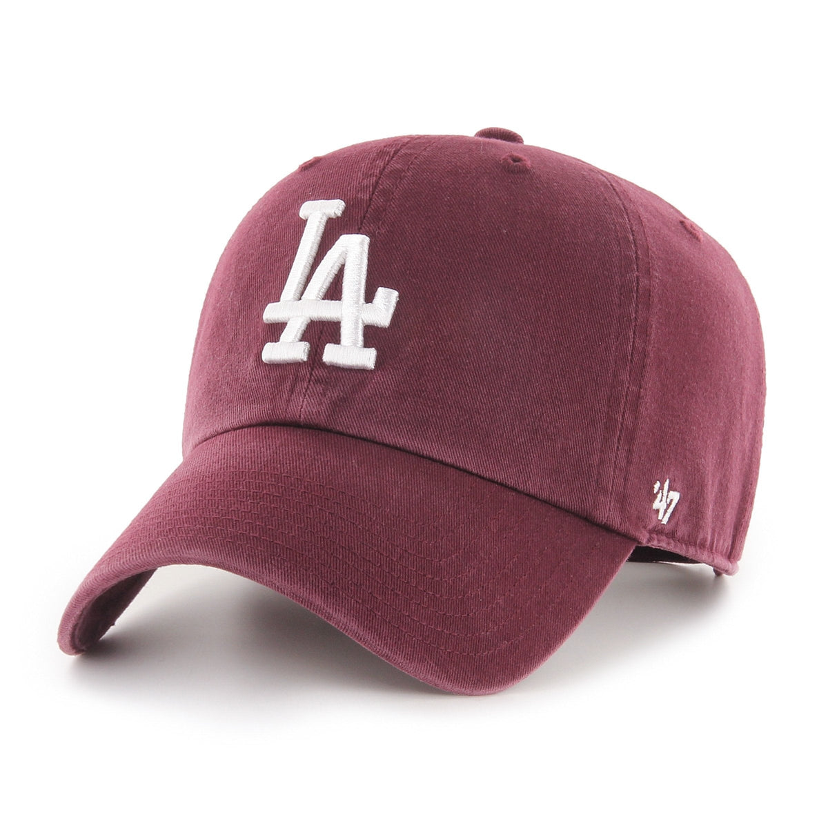 47 Brand Los Angeles Dodgers Clean Up Strapback Hat in Dark Maroon | Men
