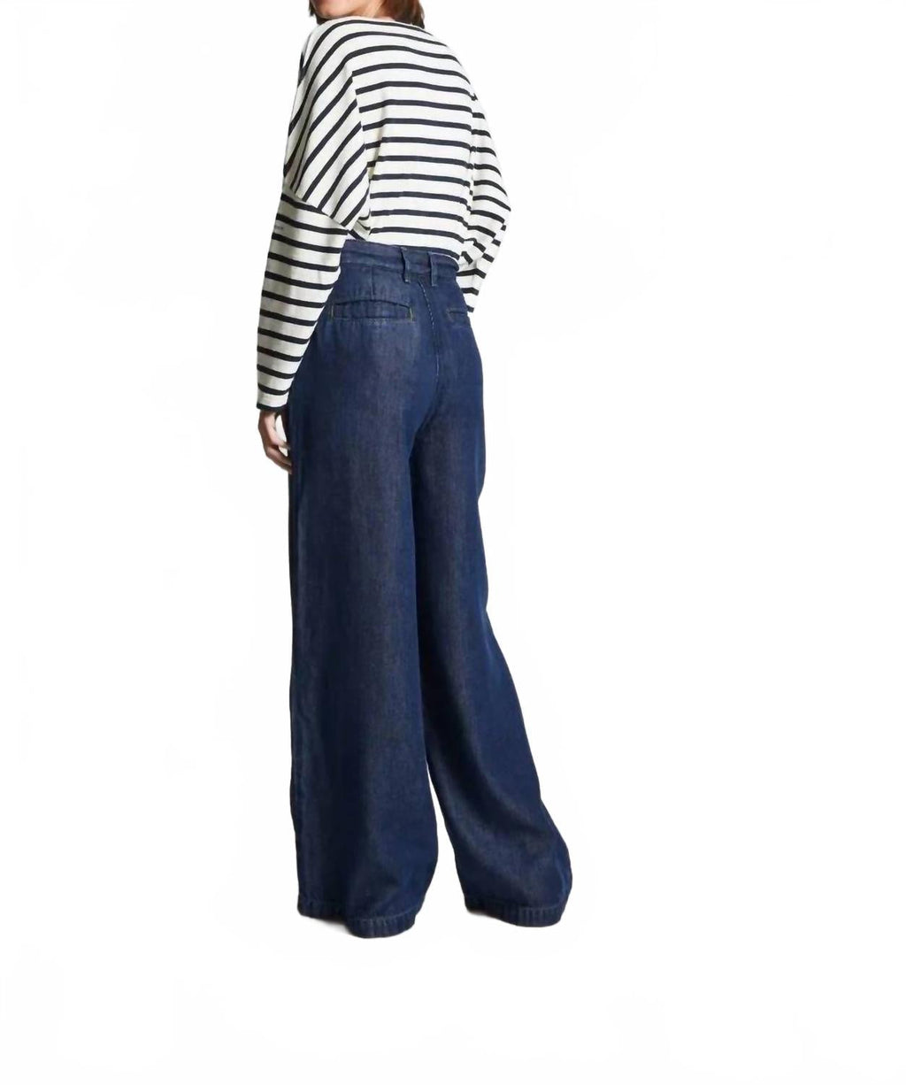 Perros Soft Wide-Leg Denim Jeans In Dark Wash