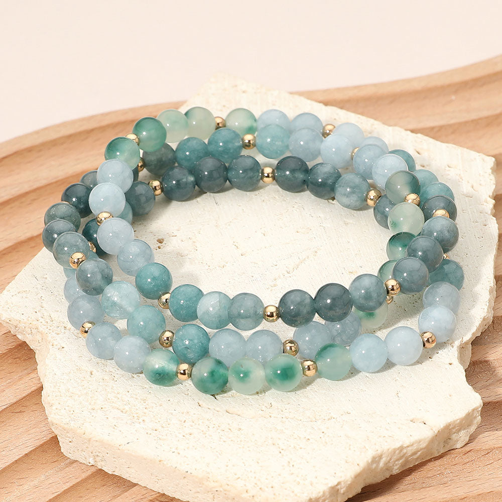 3PCS - Round Beaded Stretch Multi Layered Bracelets
