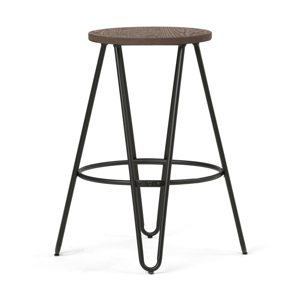 Durable Metal Counter Stool with Wood Seat