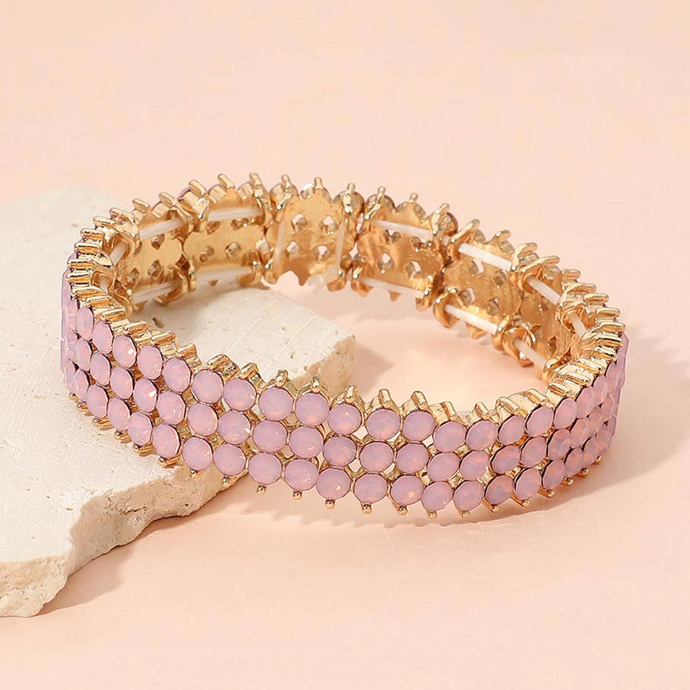 Triple Row Crystal Stretch Evening Bracelet