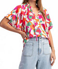 Santa Cruz Floral Printed Short Sleeve Top In Multicolor