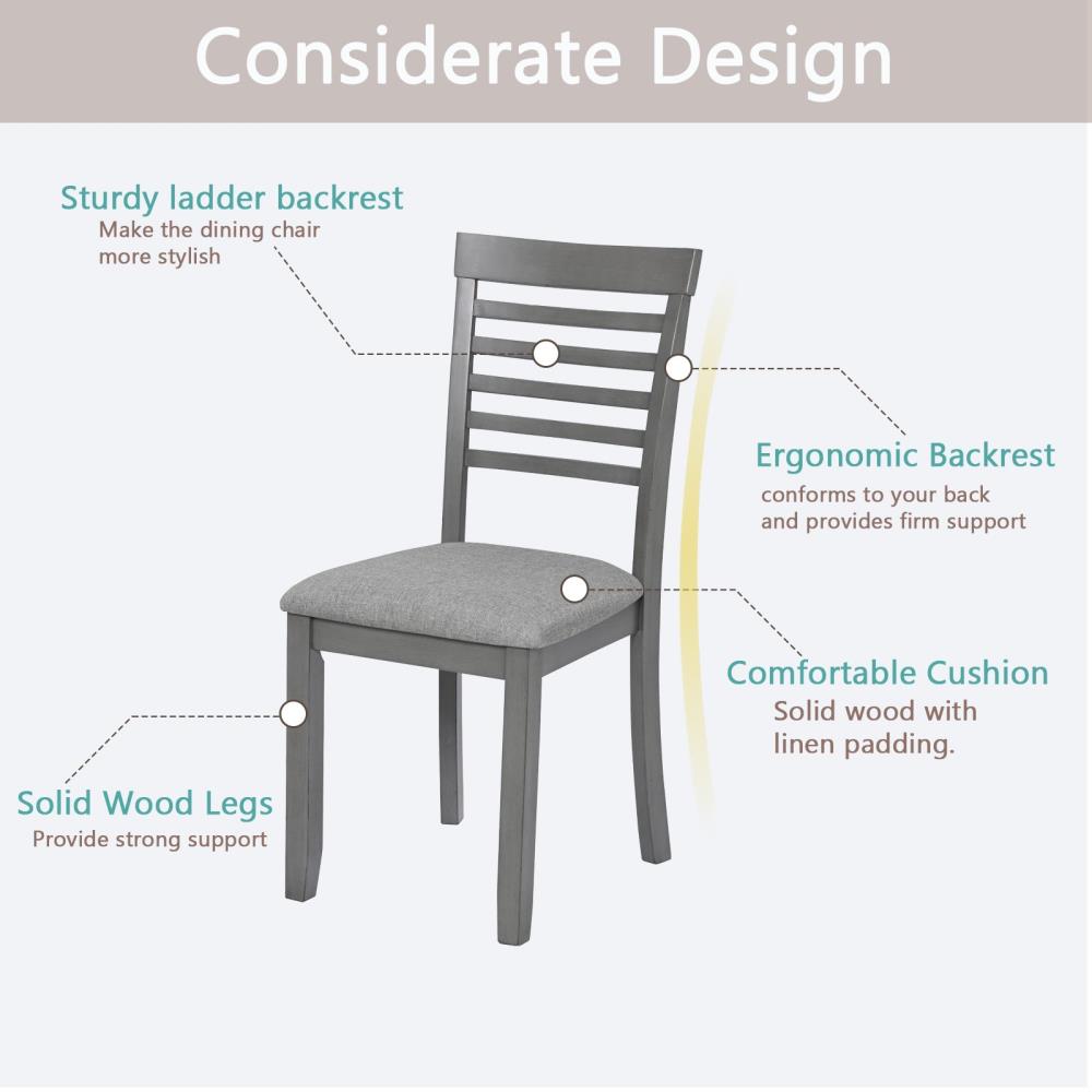 Rubberwood Dining Chair Set with Curved Backrests