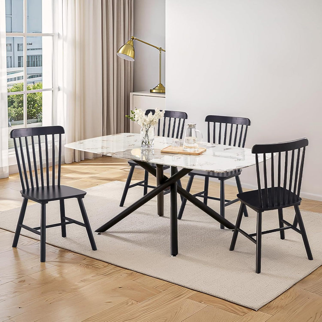 Rubberwood Frame Dining Chair Pair