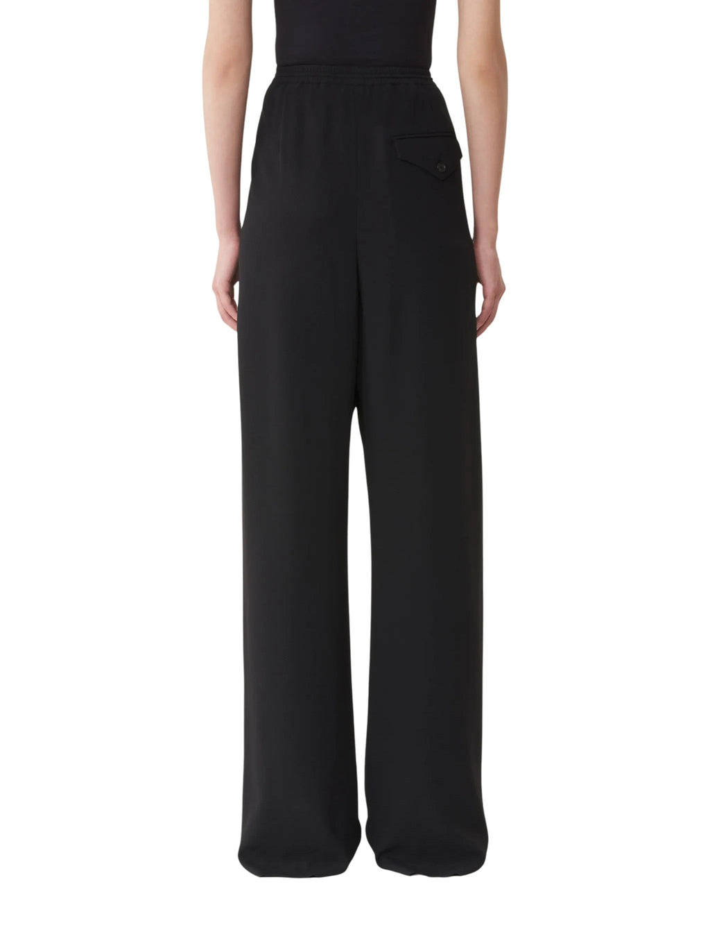 Wide Leg Trousers With Elasticated Drawstring And Logo Accents