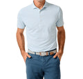 Stetson Stripe Performance Mesh Polo In Tide