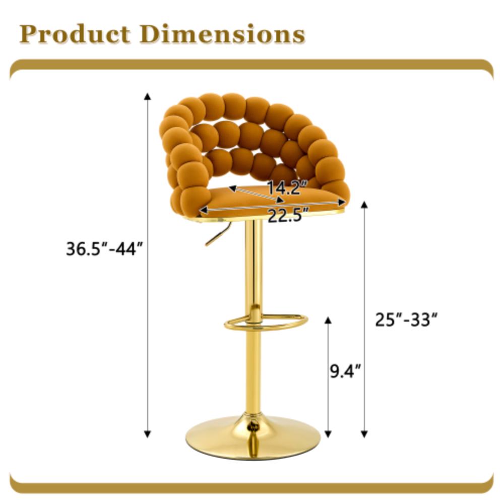 Adjustable Swivel Bar Stools with Woven Backrests