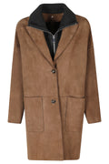 Angelique Bonded Suede Coat With Ribbed Collar