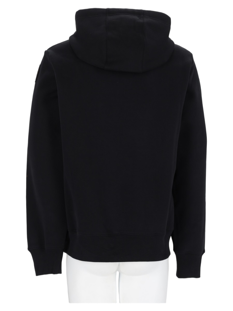 Black Hooded Cotton-Blend Kangaroo Pocket Sweatshirt