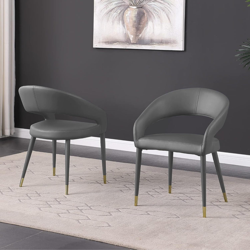 Contemporary Dining Chair Pair with Metallic Accents