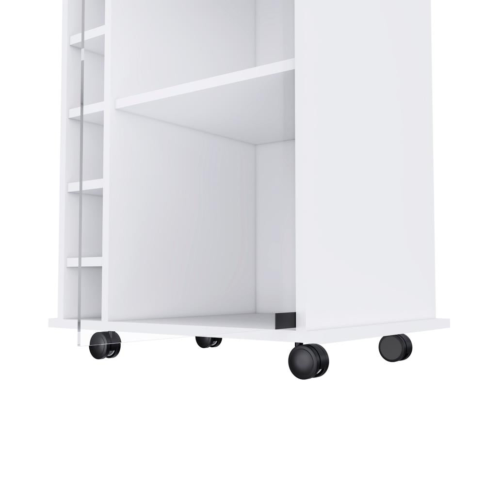 Compact Bar Cart with Glass Door and Six Bottle Compartments