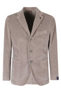 Taupe Synthetic Velvet Cotton Blazer