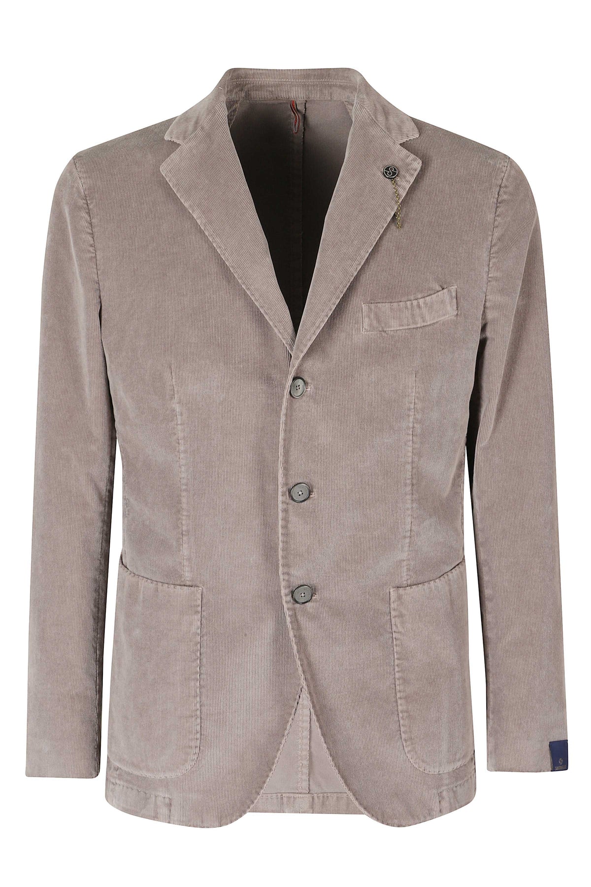 Taupe Synthetic Velvet Cotton Blazer