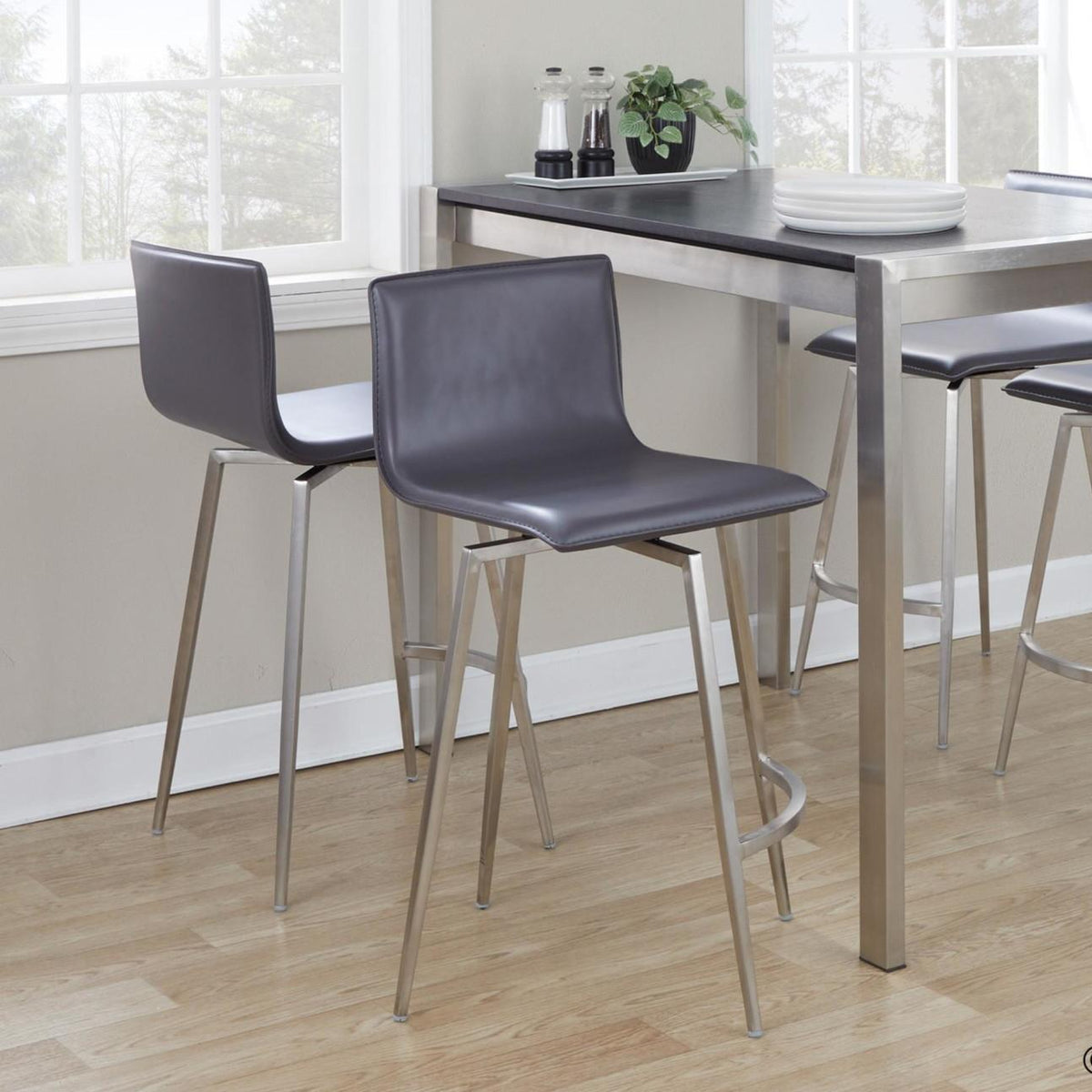 26-Inch Contemporary Upholstered Counter Chairs Set of 2