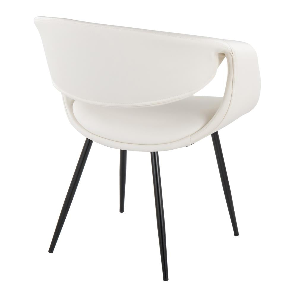 Set of 2 Modern Side Chairs with Padded Faux Leather Seats and Minimalist Metal Frames