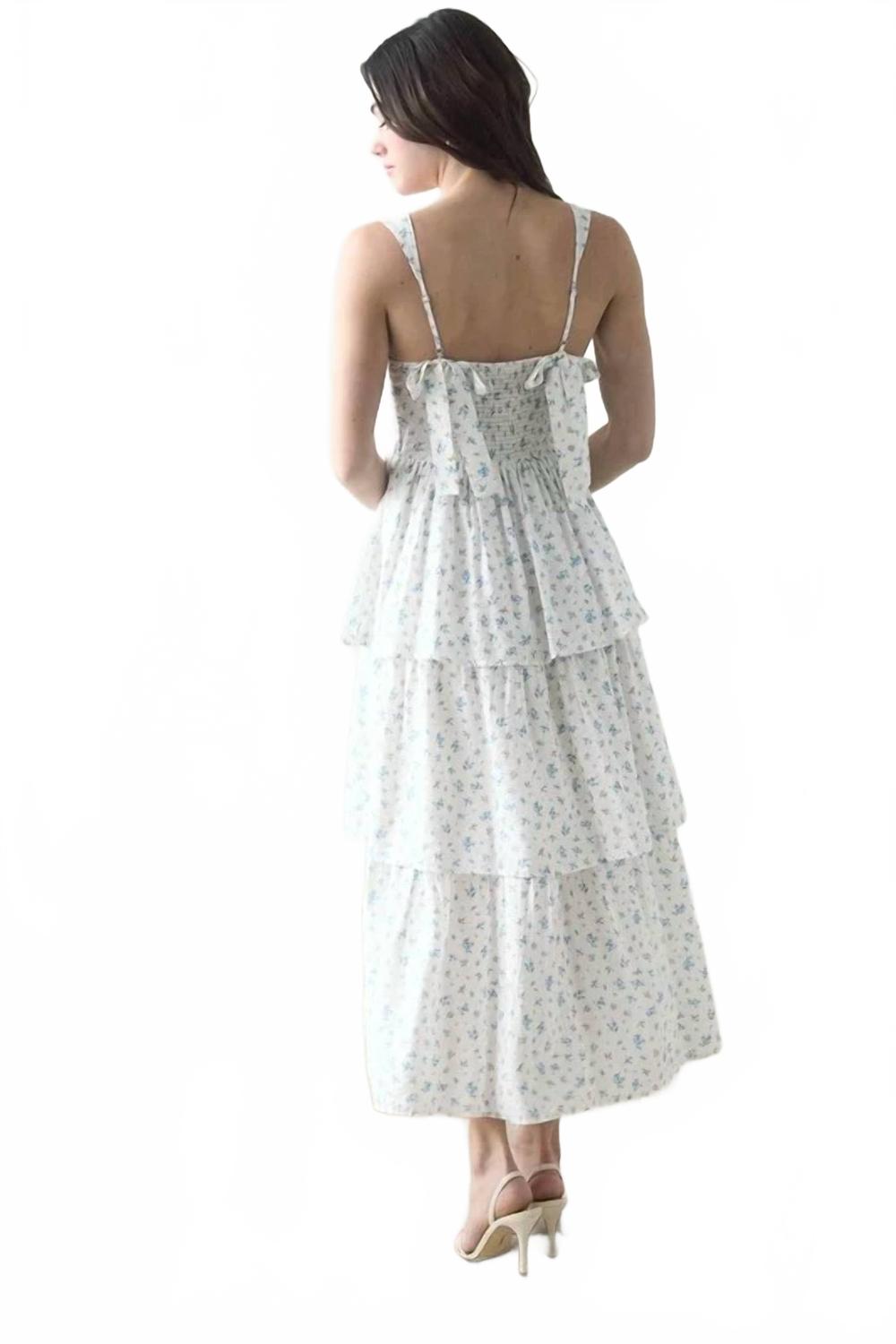 Floral Midi Dress In White
