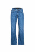 Women's Button-Zip Closure Flare Jean In Stone Washed