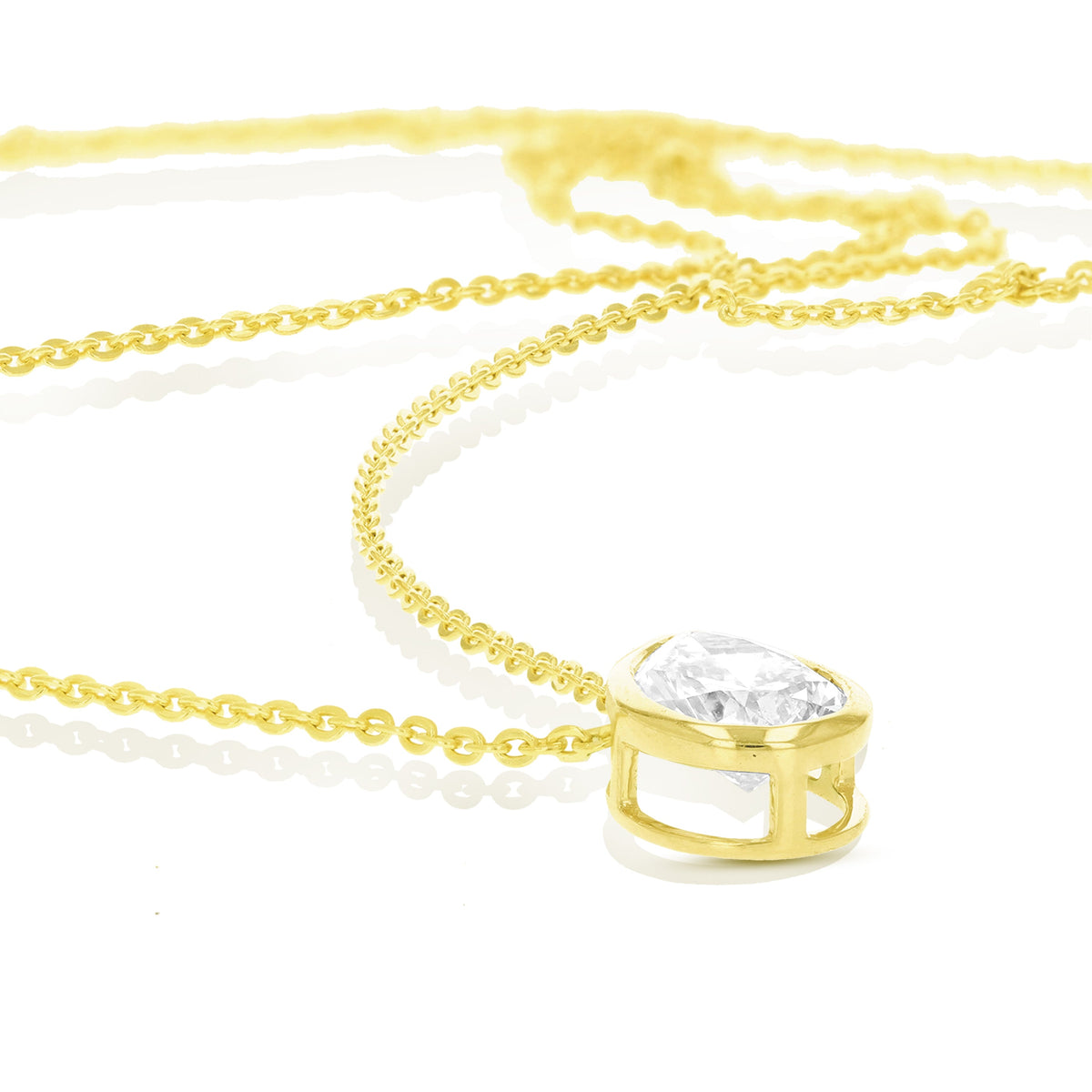 2 cttw Pear Lab Grown Diamond Solitaire Pendant Necklace in 14K Gold with Chain For Women