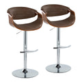 Modern Adjustable Counter Stools with Wooden Details Set of 2