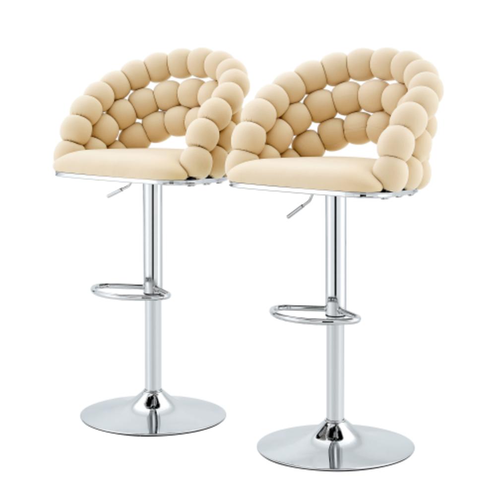 Contemporary Swivel Bar Chairs with Woven Backs