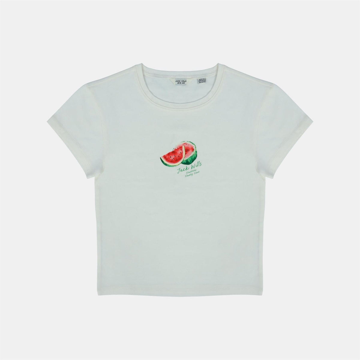 Jack Wills Graphic Cotton Short Sleeve Crew Neck Print Crop Top