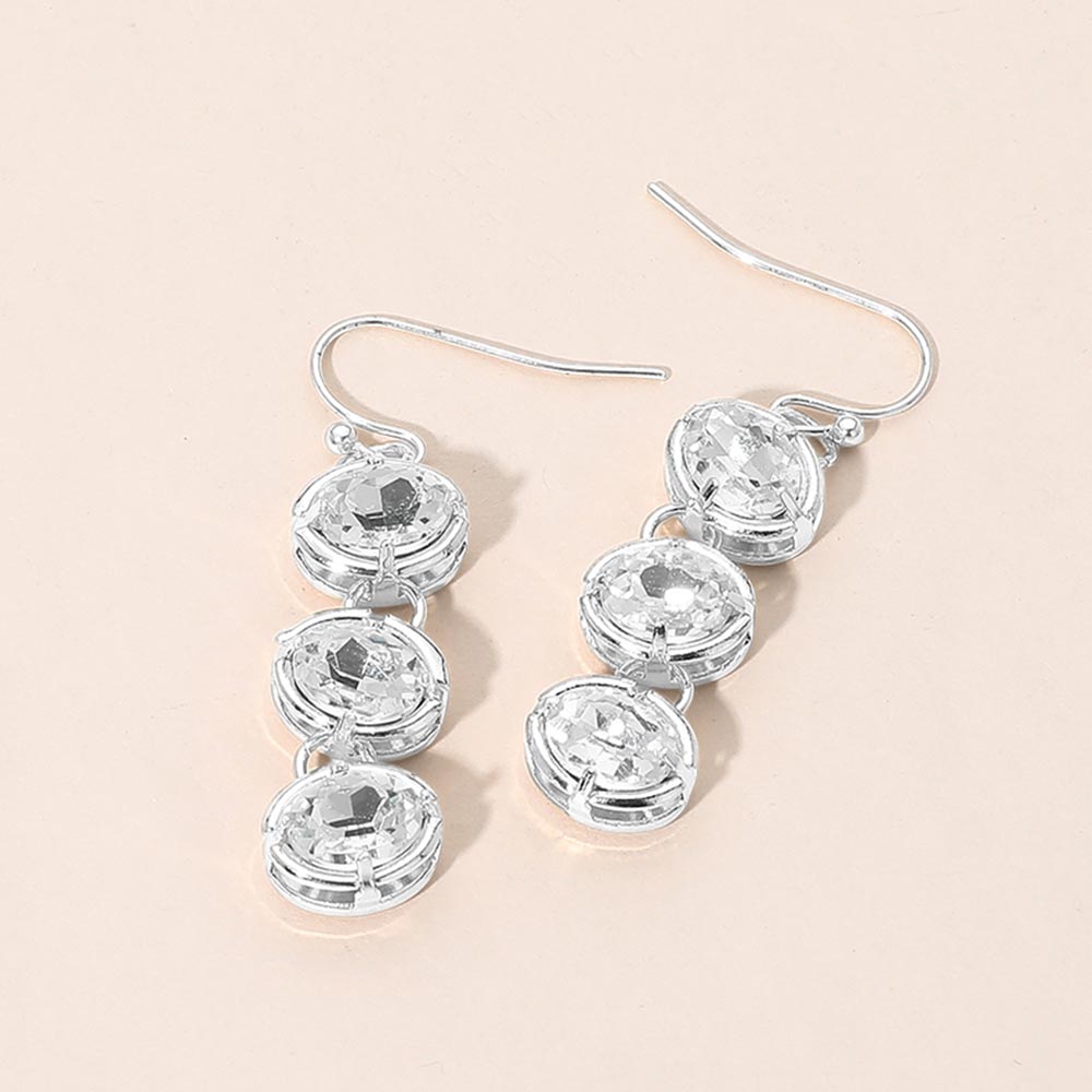 Faceted Oval Stone Link Drop Earrings