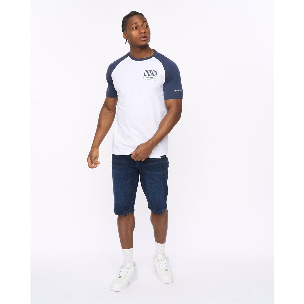 Crosshatch Bretsby Printed Logo Crew Neck Raglan Sleeve Baseball T-Shirt