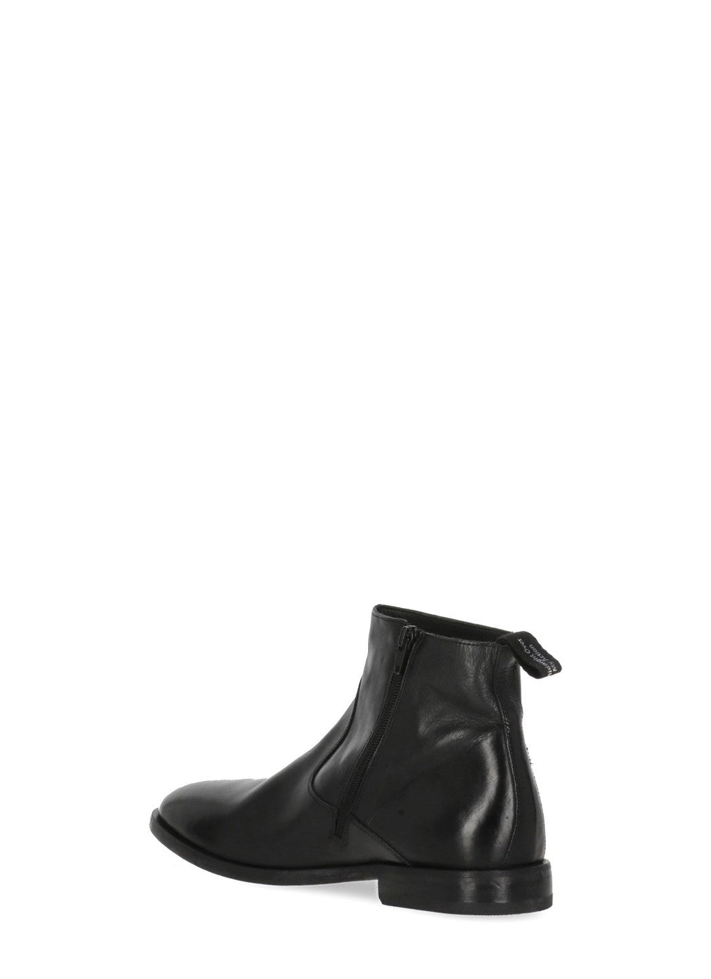 Black Caesar Vintage Zip Leather Ankle Boots