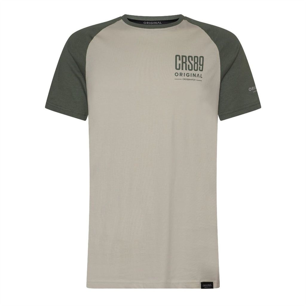 Crosshatch Bretsby Printed Logo Crew Neck Raglan Sleeve Baseball T-Shirt