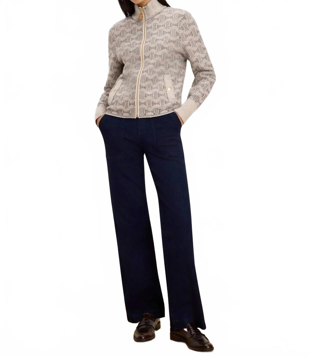 Dapper Swirl Knit Jacket In Neutral Multi