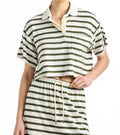 Indira Striped Polo Shirt In White Fatigue