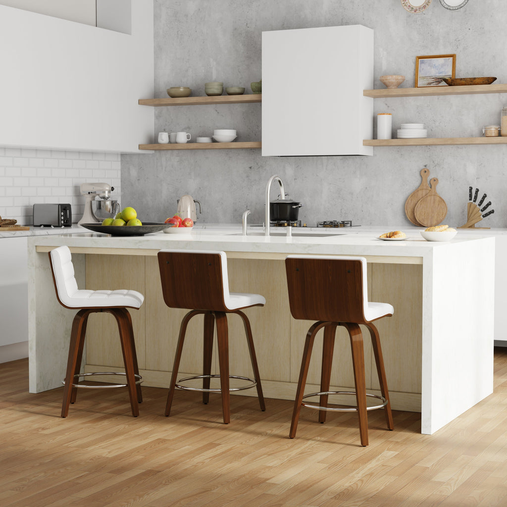 Swivel Counter Height Stool with Vegan Leather Seat