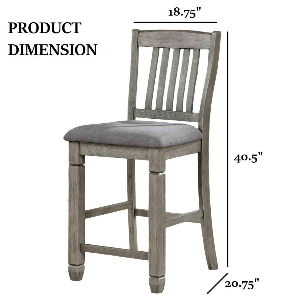Upholstered Counter Chairs with Fabric Seats and Wooden Frames