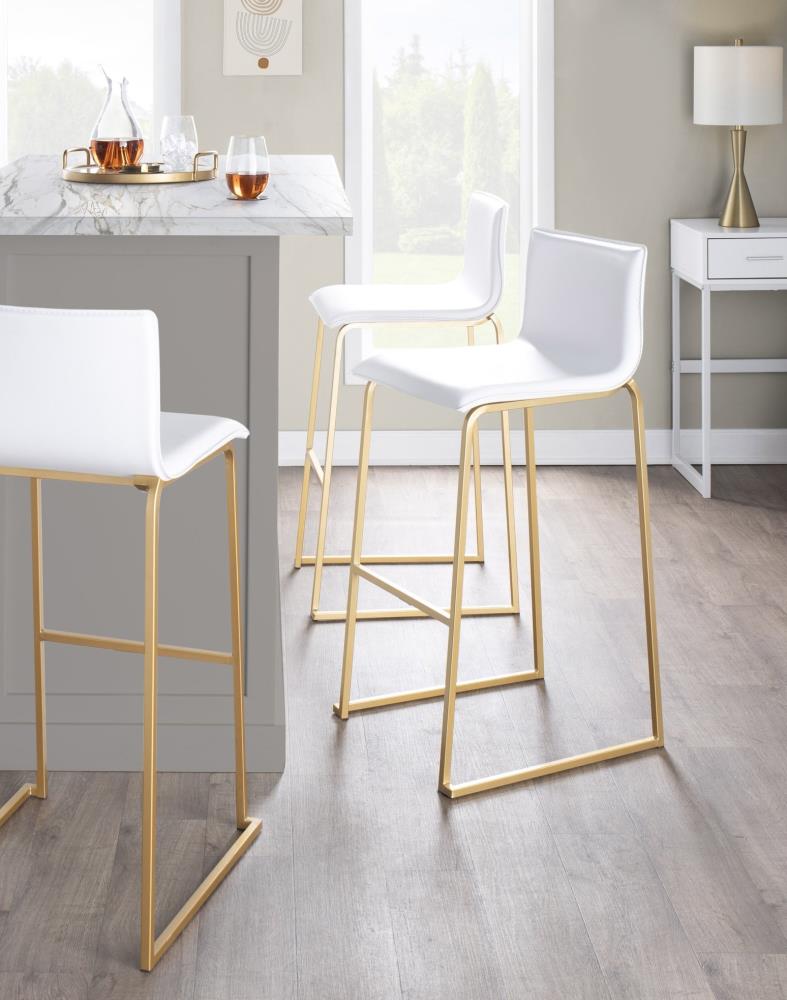 Modern Barstools with Integrated Metal Footrests